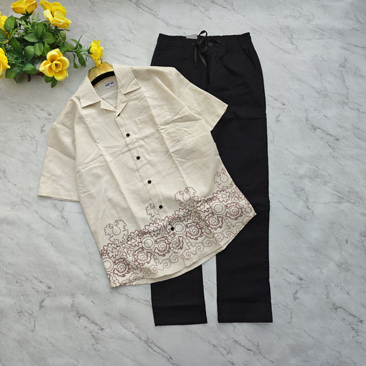 2 in 1 combo Cuban collar bottom print + relax fit pant combo buy @550 rs only