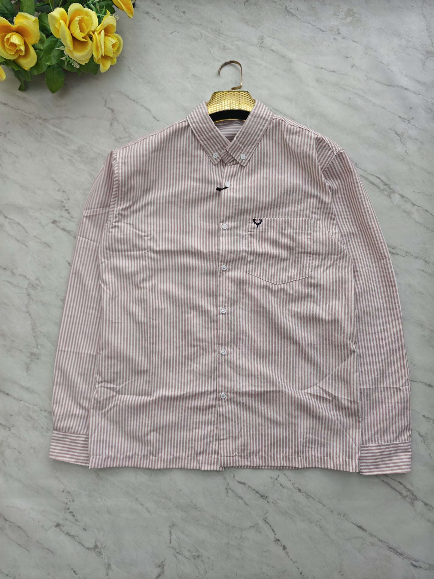 MFW Boxy type oxford stripes shirts Single pcs @299 and Buy 4 pcs combo @999 (peach)
