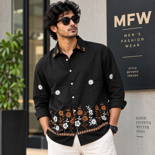 Men's Full sleeve Bottom Embroidery Shirts single pcs @350 and Buy 3 pc combo @999