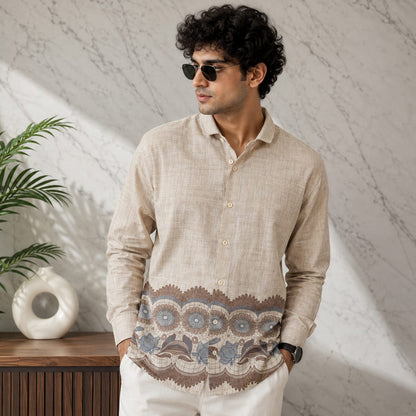 (D2)Men's Full sleeve lenin bottom printed shirts buy @300 rs only