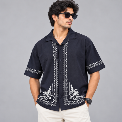 Cuban Collar Oversize Drop Shoulder Polo Designer printed Shirts buy @249