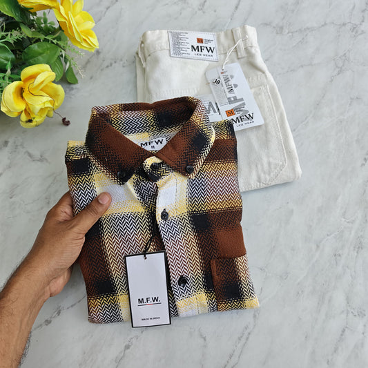 2 in 1 combo MFW Old money korean weaving shirts + plain momfit jeans pant combo buy @600 rs only