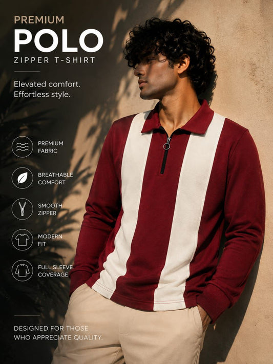 MFW Greps Fabric Polo Korean zipper stripes tshirt for sale @199