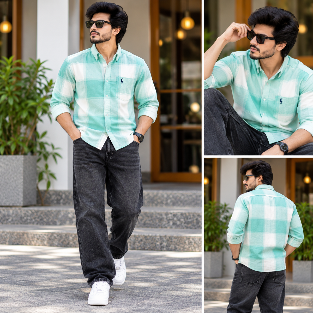 2 in 1 Combo MFW viral checked shirts + mom fit jeans pant buy @600 rs only