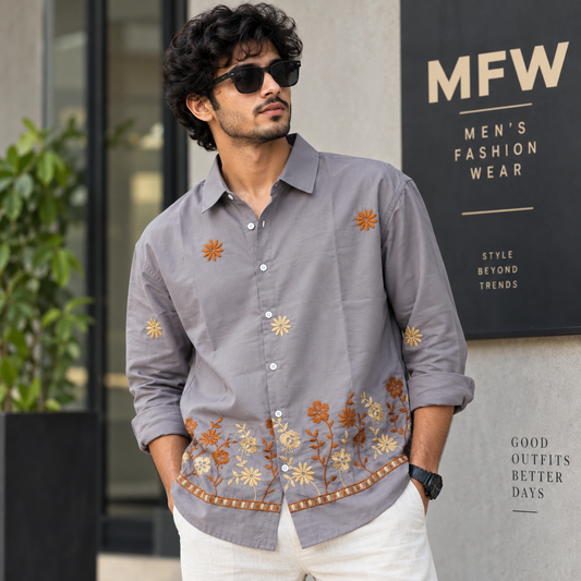 Men's Full sleeve Bottom Embroidery Shirts single pcs @350 and Buy 3 pc combo @999