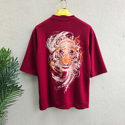 Tiger design Round neck Front and back Printed droup shoulder Tshirt 1 pc @199 and 3 pcs @ 499
