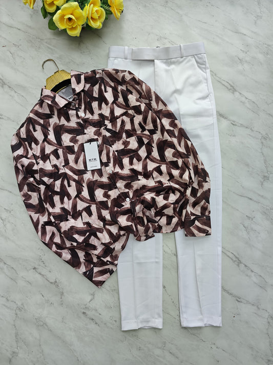 2 in 1 combo MFW viscose printed shirts + Twill fabric polo fit pants combo buy @600 rs only