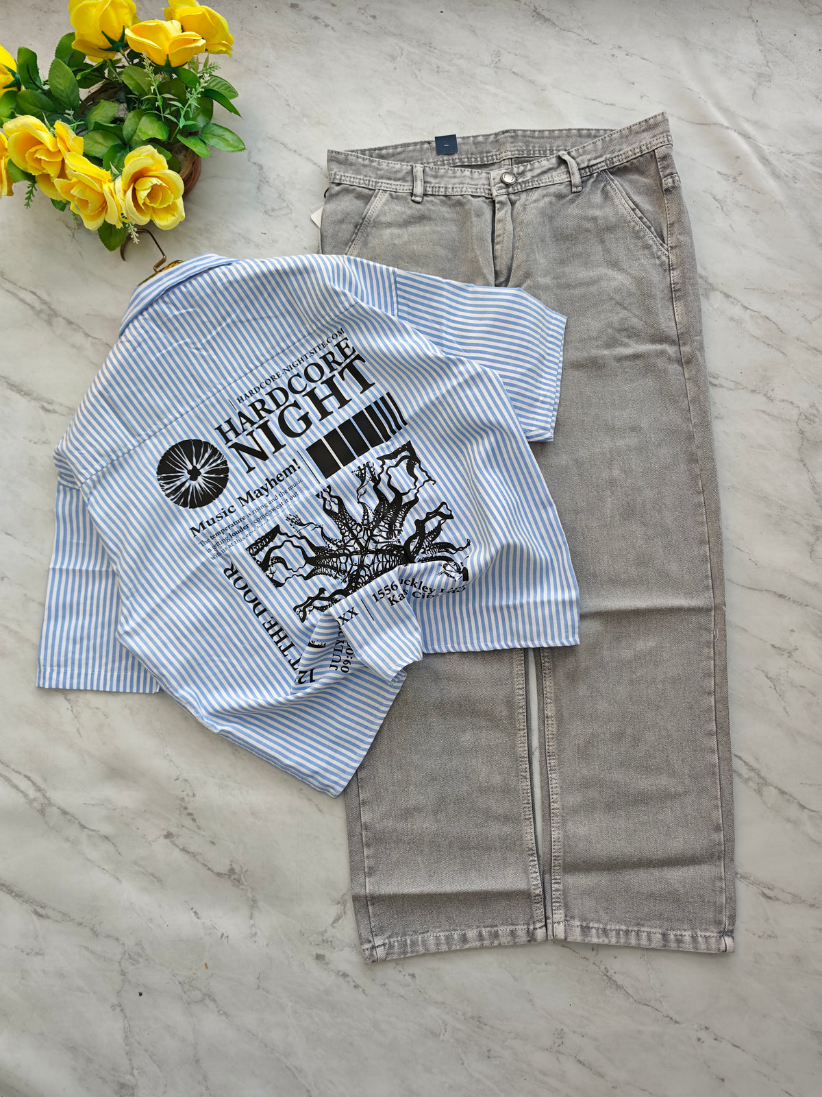 2 in 1 Combo Boxy baggy back printed shirts + Baggy jeans pant buy @600 rs