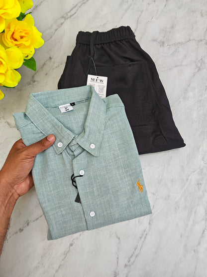 2 in 1 Combo MFW Lenin shirts + lenin relax fit pant buy @500 rs only