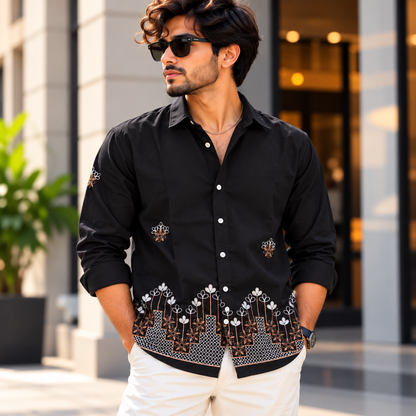 Men's Full sleeve Viscose Bottom Embroidery Shirts single pcs @350 and Buy 3 pc combo @999