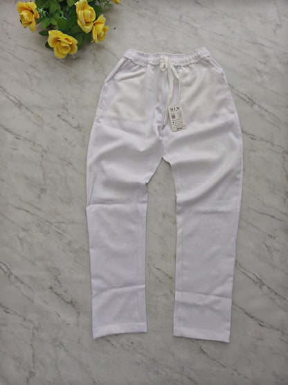 MFW Lenin relax fit pant single pcs @350 and Buy 3 pc combo @999 white [MFW-LRP-350]