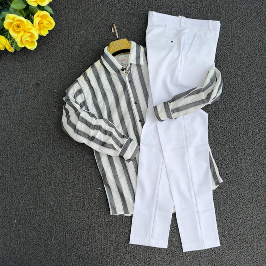 2 in 1 Combo zig zag netted fabric shirts+ polo fit pants buy @600