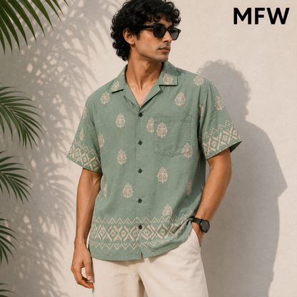 MFW Cuban collar viscose printed half sleeve shirts buy @250 rs only