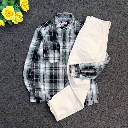 2 in 1 combo Double pocket back printed shirts + mom fit jeans buy @600 rs only