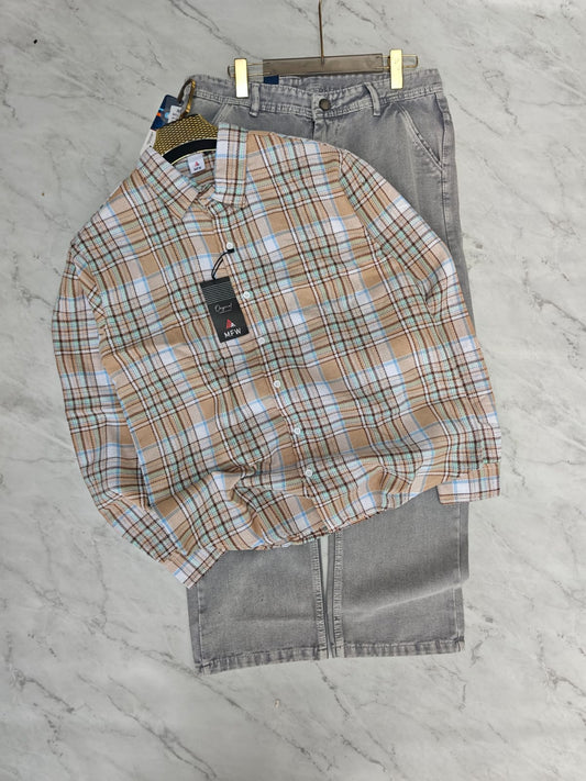 2 in 1 combo MFW checked shirts + mom fit jeans pant buy @600 rs only