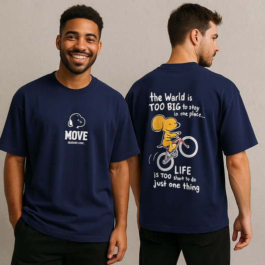 Move design Round neck Front and back Printed droup shoulder Tshirt 1 pc @199 and 3 pcs @ 499