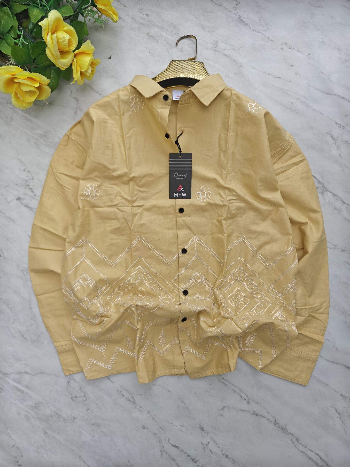 Men's Full sleeve Cotton Bottom Embroidery Shirts single pcs @350 and Buy 3 pc combo @999 (N3)