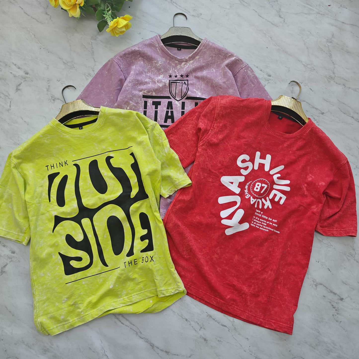3 in 1 combo buy 3 pcs Random design Acid Spary wash Drop shoulder tshirt buy @500 only (Read Description)
