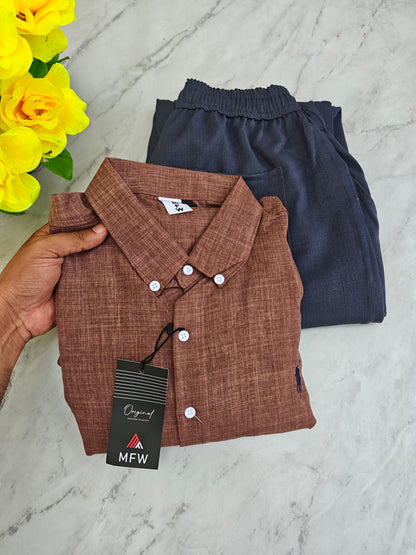 2 in 1 Combo MFW Lenin shirts + lenin relax fit pant buy @500 rs only