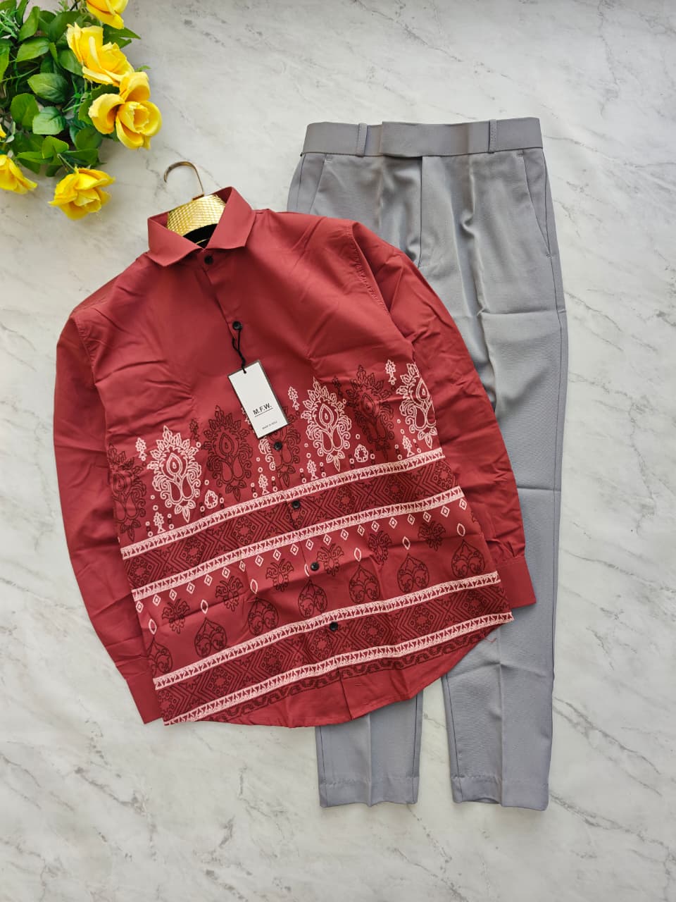 2 in 1 Combo MFW bottom printed shirts + Twill fabric polo fit pants buy @600 rs only