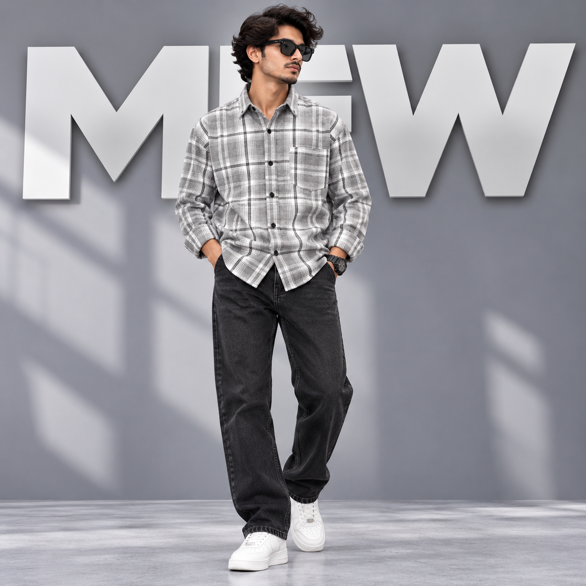 2 in 1 combo Flannel checked shirts+ semi baggy jeans pants buy @600 rs only
