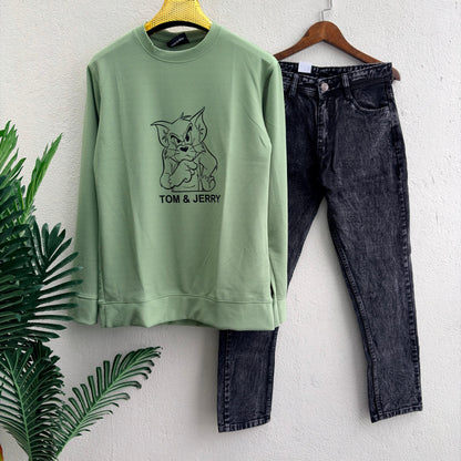 2 in 1 combo Full sleeve Printed tshirt + mom fit jeans combo @499 only