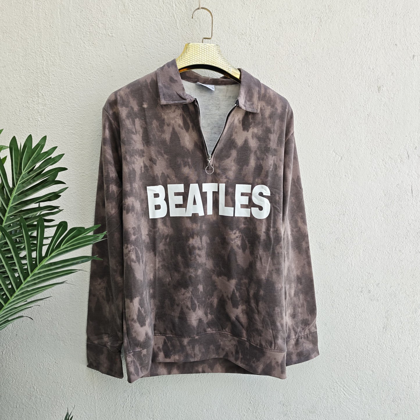 Men's korean Collar tie and die printed premium old money Zipper Full sleeve tshirts@249 (Fabric Reference – Please Read Description)