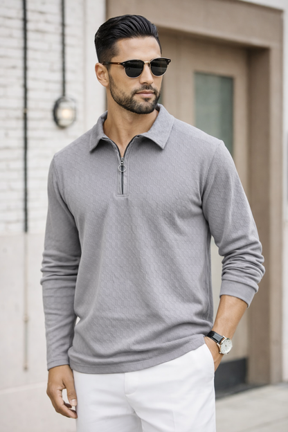 Men's  Full sleeve old money Zipper polo tshirt buy 3 pcs @499 and 1 pcs @199