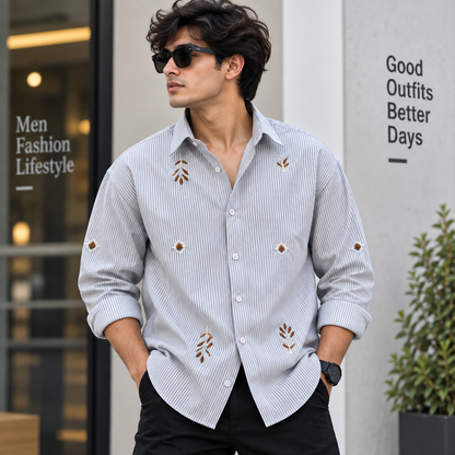 Men's Full sleeve Boxy fit type  Embroidery Shirts single pcs @350 and Buy 3 pc combo @999