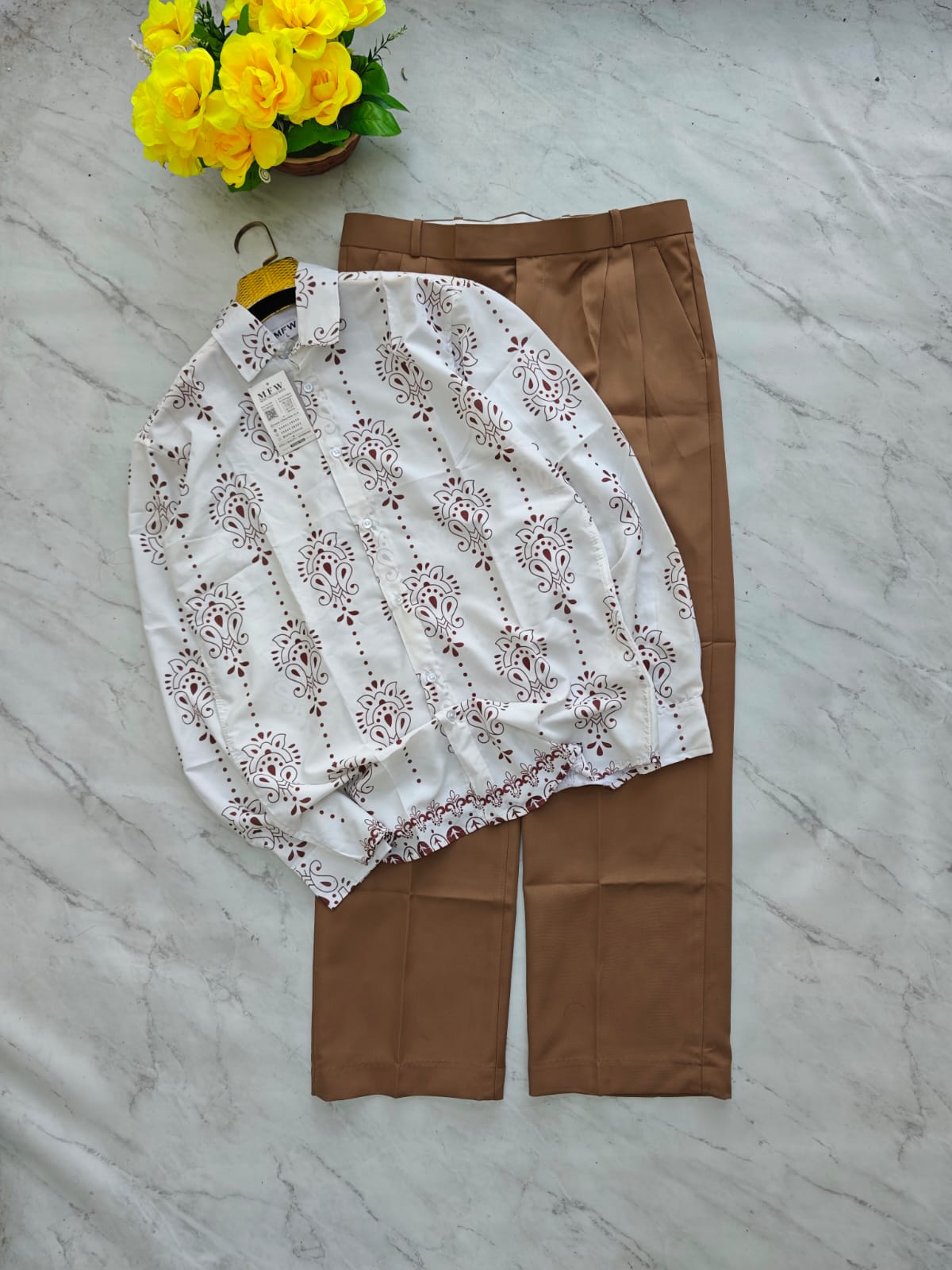 2 in 1 combo viscose bottom printed shirts + korean baggy pant buy @600 rs only