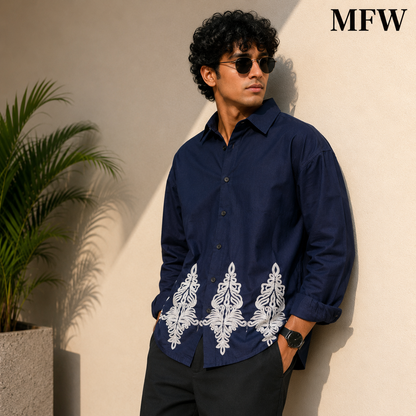 Men's Full sleeve Cotton Bottom Embroidery Shirts single pcs @350 and Buy 3 pc combo @999 (N3)