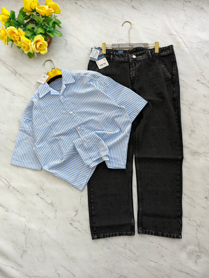 2 in 1 Combo Boxy baggy back printed shirts + Baggy jeans pant buy @600 rs
