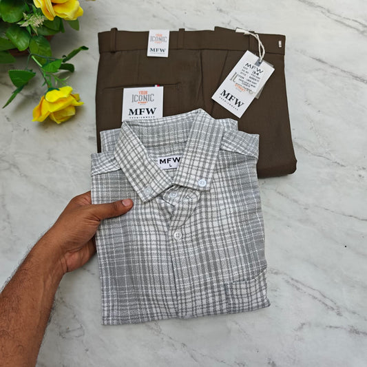 2 in 1 combo MFW flannel shirts + lenin polo fit pant combo buy @600 rs only
