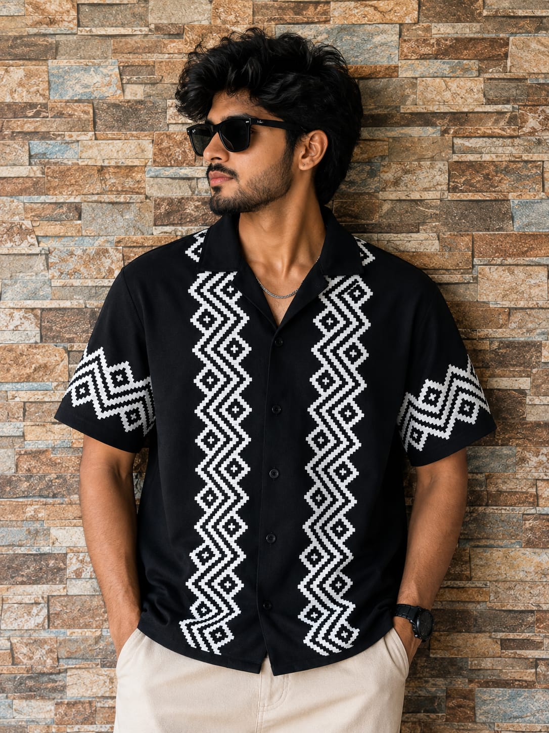 Cuban Collar Oversize Drop Shoulder Polo Designer printed Shirts buy @249