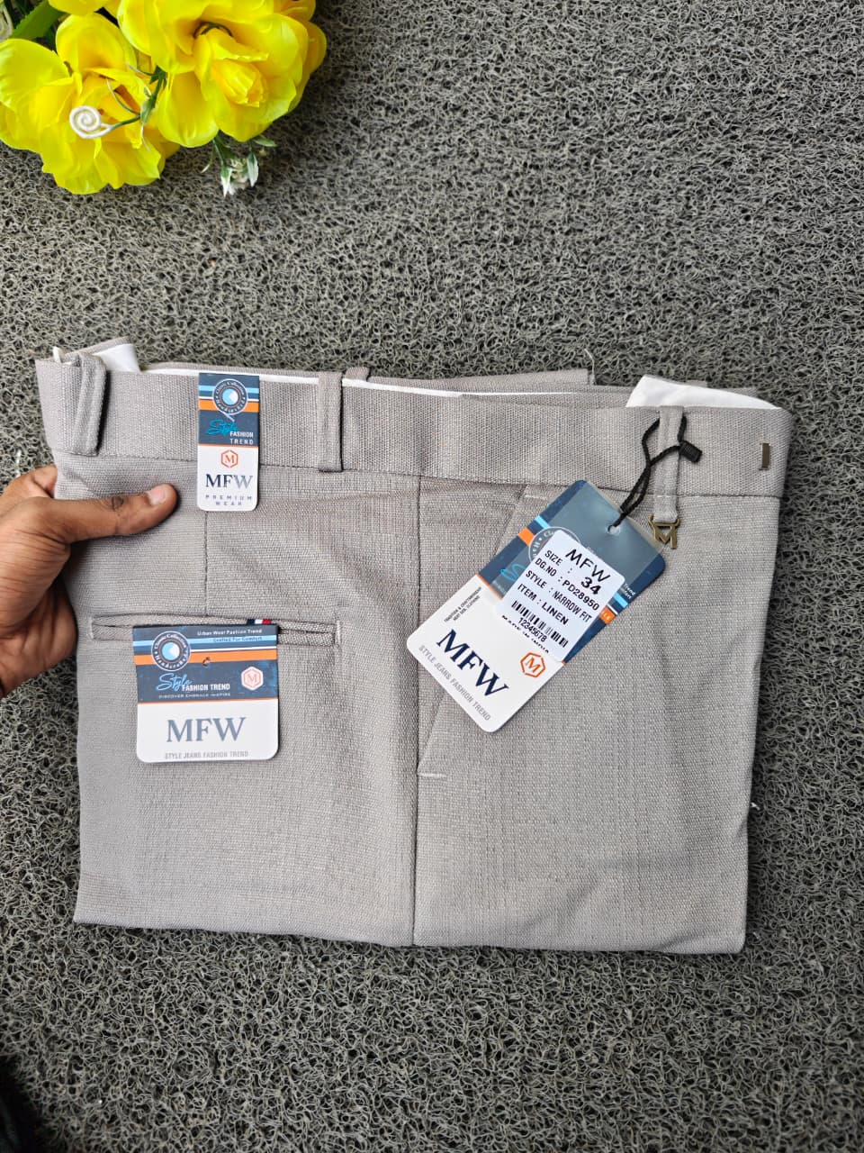 MFW Men's lenin textured polofit pants  buy 3 pant @ 1200 (Light ash)