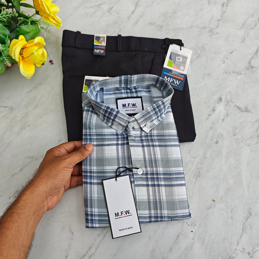 2 in 1 combo MFW oxford shirts+ lenin polo fit pant combo buy @550 rs only