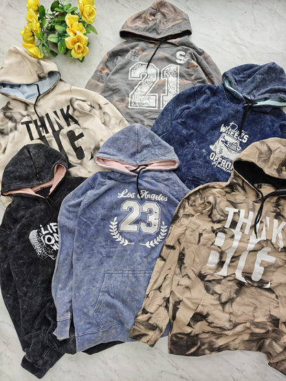Men's premium Acid wash Hoodies single pcs @299 and Buy 4 pcs combo @999(Random design only no color selection only size selection )