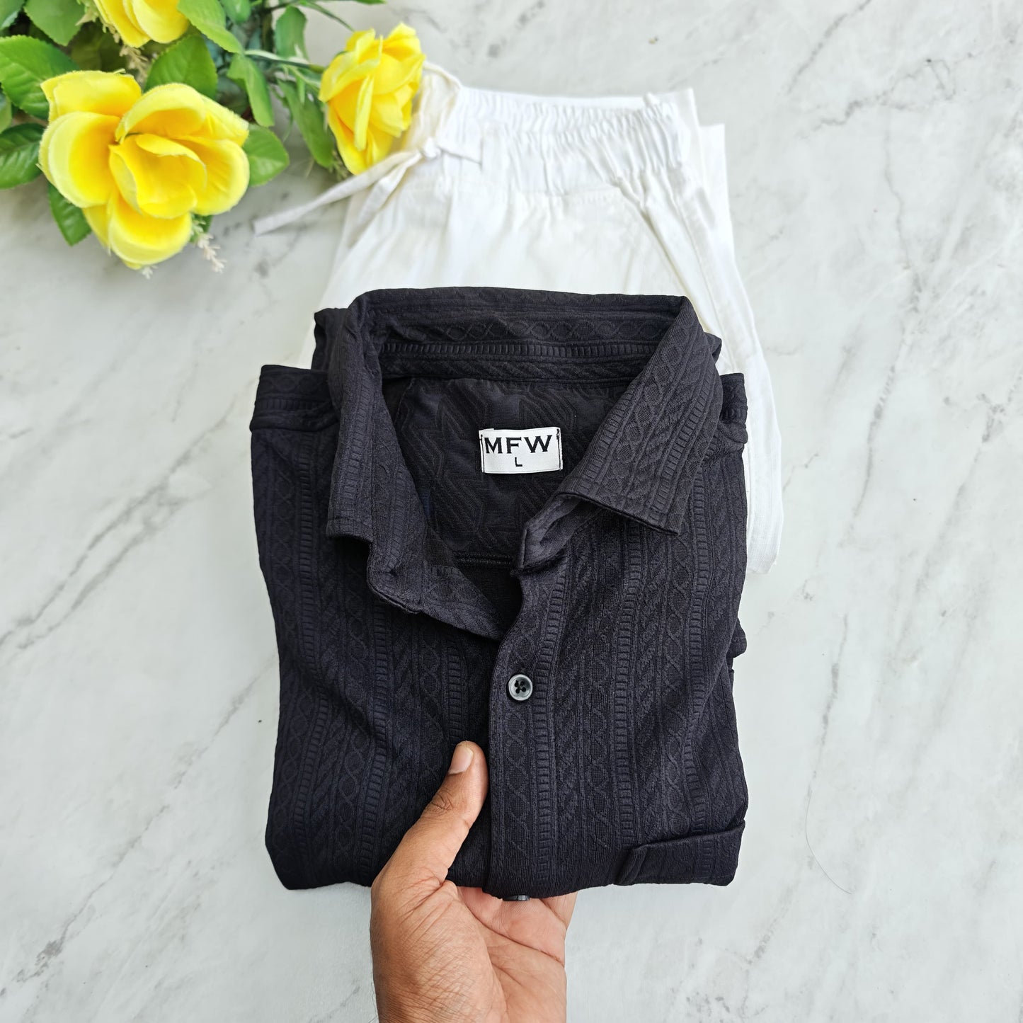 2 in 1 combo textured shirts + relax fit pants combo buy @600 rs only