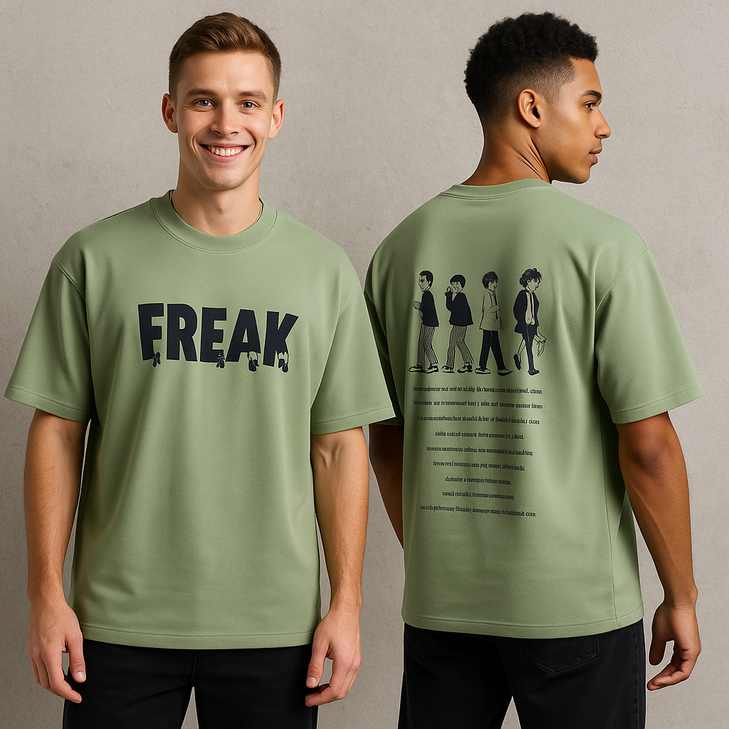 Freak design Round neck Front and back Printed droup shoulder Tshirt 1 pc @199 and 3 pcs @ 499