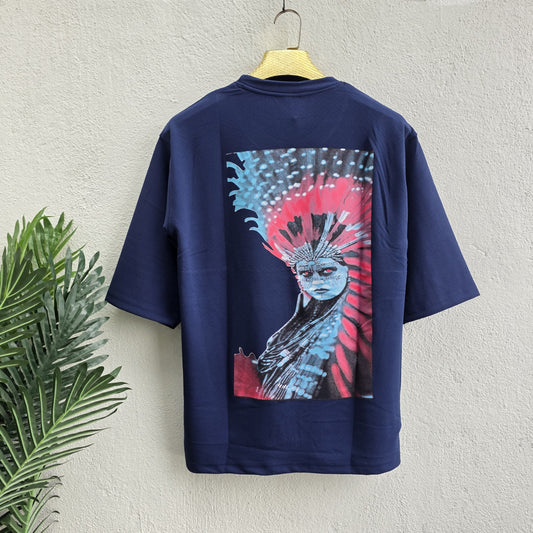 Round neck Front and back Printed droup shoulder Tshirt 1 pc @199 and 3 pcs @ 499