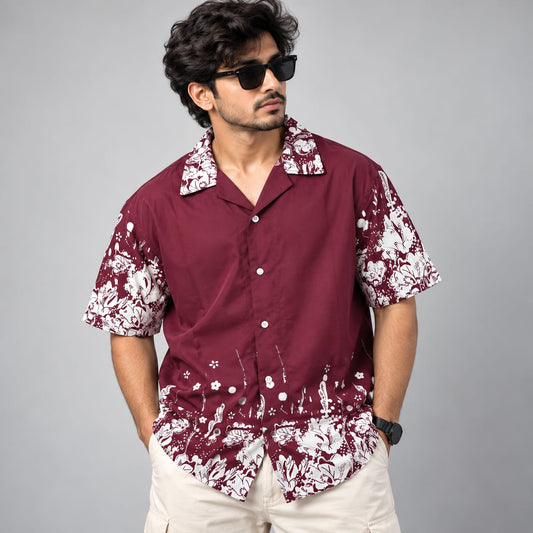 MFW Cuban Collar Border print half sleeve viscous shirts buy @250rs only