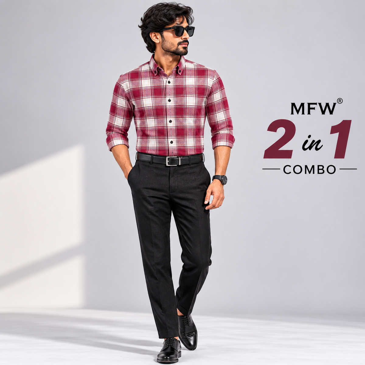 2 in 1 Combo oxford checked shirts + Lenin polo fit pant buy @600rs only