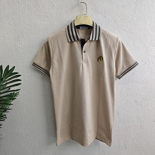 Textured embroidery collar zipper tshirts buy @250 rs