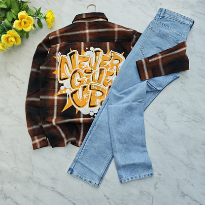 2 in 1 combo mfw back printed shirts+plain momfit jeans pant combo buy @600 rs only