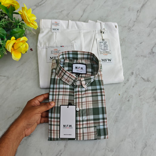 2 in 1 combo MFW oxford shirts+ lenin polo fit pant combo buy @550 rs only