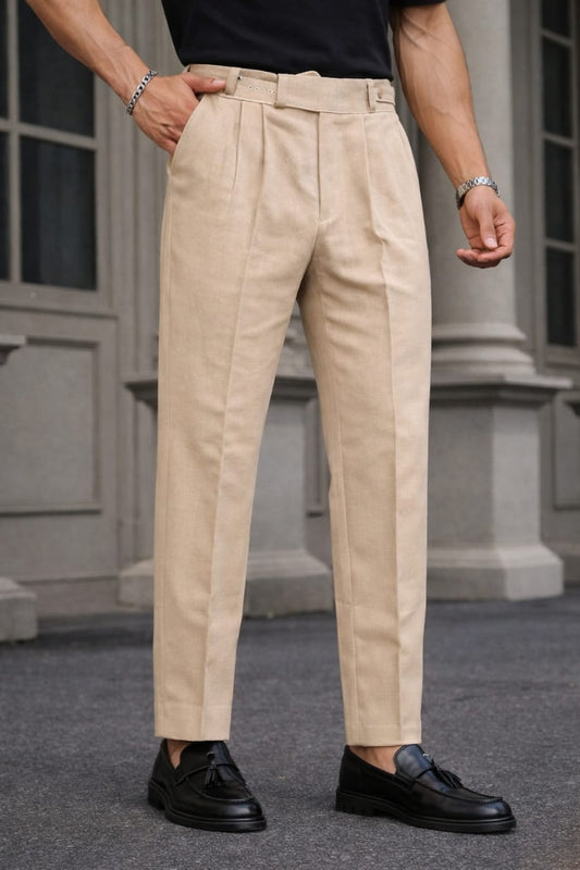 Mfw lenin Gurkha polo fit pants buy @450 rs only(Classic Beige Lenin polo fit)