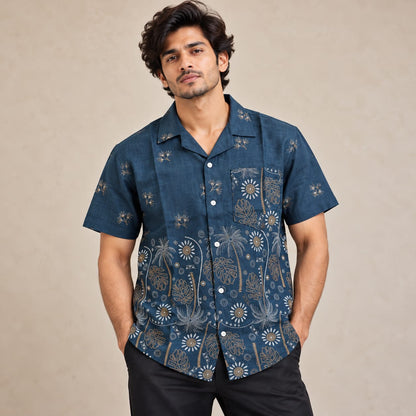 Cuban Collar Border print half sleeve shirts buy @250rs only