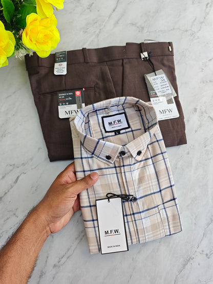 2 in 1 Combo oxford checked shirts + Lenin polo fit pant buy @600rs only