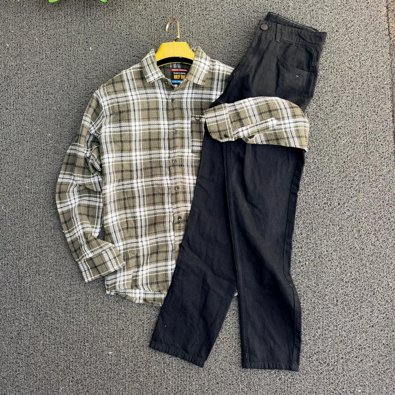 2 in 1 combo MFW waffle jute Shirts and plain mom fit jeans @600 only