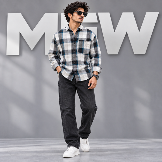 2 in 1 combo Flannel checked shirts+ semi baggy jeans pants buy @600 rs only